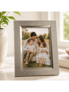 Silver Textured 5x7 Photo Frame With Easel Back & Wall Mount  Classic Display